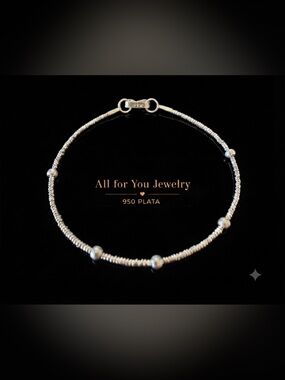 All for You Jewelry 950 Silver Beaded Bracelet 7.5” | Handmade | Lobster Clasp